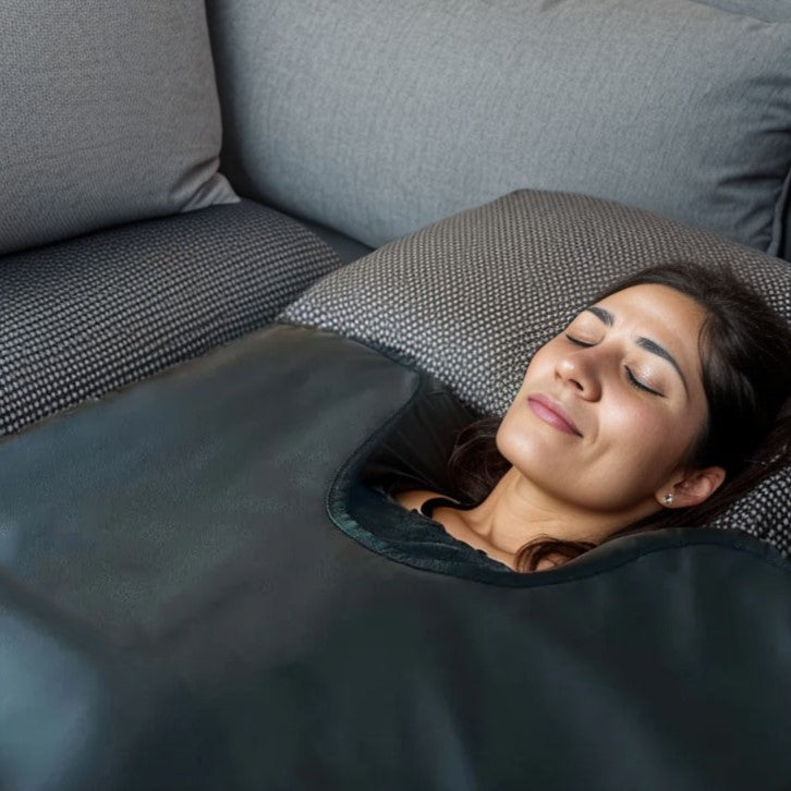 women in a sauna blanket