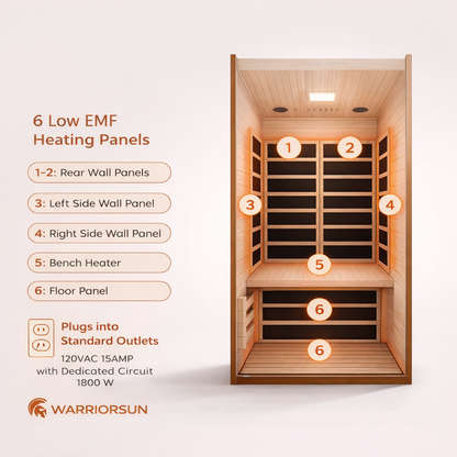 WarriorSun Andora 2-Person Infrared Sauna with Red Light Therapy & Bluetooth