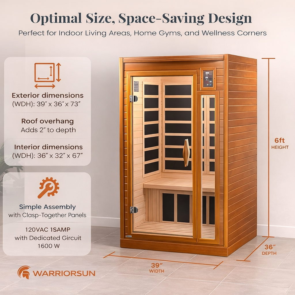 WarriorSun Andora 2-Person Infrared Sauna with Red Light Therapy & Bluetooth