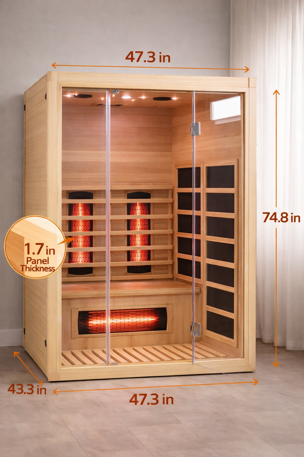 Premium 2-Person Indoor Infrared Sauna with Red Light Therapy