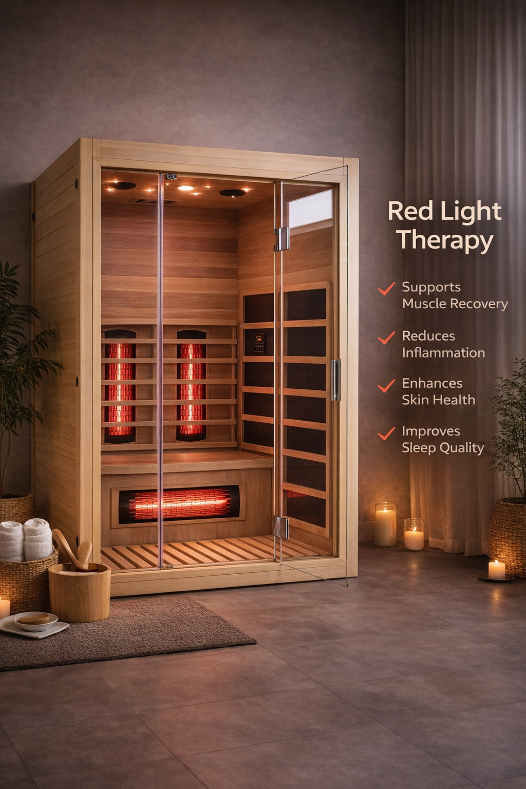 Premium 2-Person Indoor Infrared Sauna with Red Light Therapy