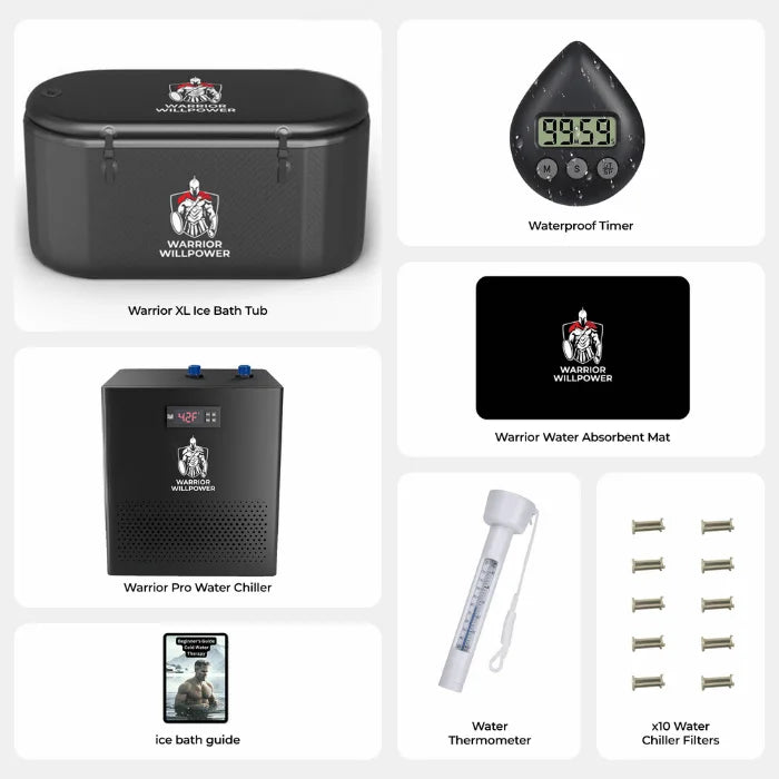 Warrior Pro 0.5 HP Water Chiller + XL Ice Bath Tub Bundle
